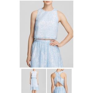 Whistles Lorna jacquard top in blue